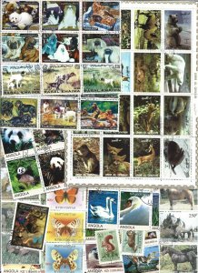 Animals 100 Different Stamps Used