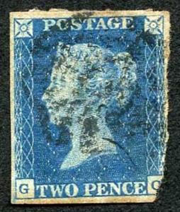 1840 2d Blue (GC) black cross