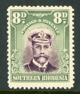 Southern Rhodesia 1924 British KGV 8d Purple & Pale Green Scott #8 MNH A886