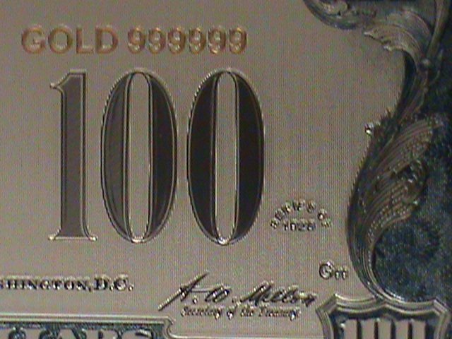 ​UNITED STATES-1928 CAT.#403- 24 KARAT GOLD REPLICA $100  -VF WITH CERTIFICATE