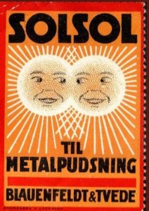 Vintage Denmark Poster Stamp Solsol For Metal Polishing Blauenfeldt & Tvede