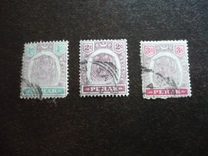 Stamps - Perak - Scott# 47-49 - Used Part Set of 3 Stamps