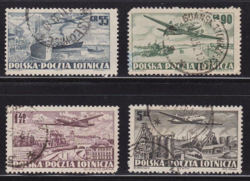 Poland # C28 - C31 , Plane over Industries , F-VF used set - I Combine S/H