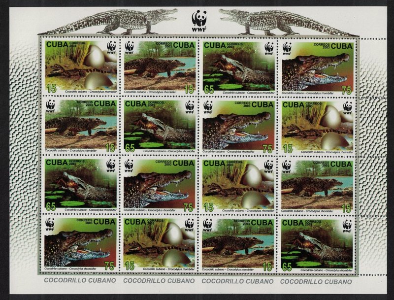 Caribic WWF Crocodile Sheetlet of 4 sets 2003 MNH SC#4342-4345