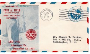 Scout Cachets #1708 Paul Siple at Allentown PA 1931 - Levy 31-10