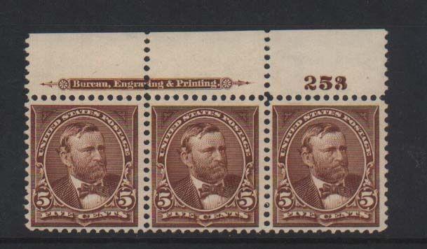 USA #270 VF/NH Plate Strip Of Three