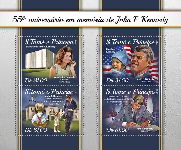 Sao Tome & Principe JFK Stamps 2018 MNH John F Kennedy US Presidents 4v M/S