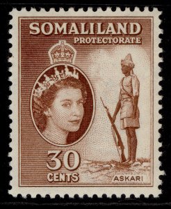 SOMALILAND PROTECTORATE QEII SG141, 30c reddish brown, M MINT.