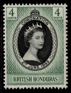 BRITISH HONDURAS QEII SG178, 4c 1953 CORONATION, NH MINT.