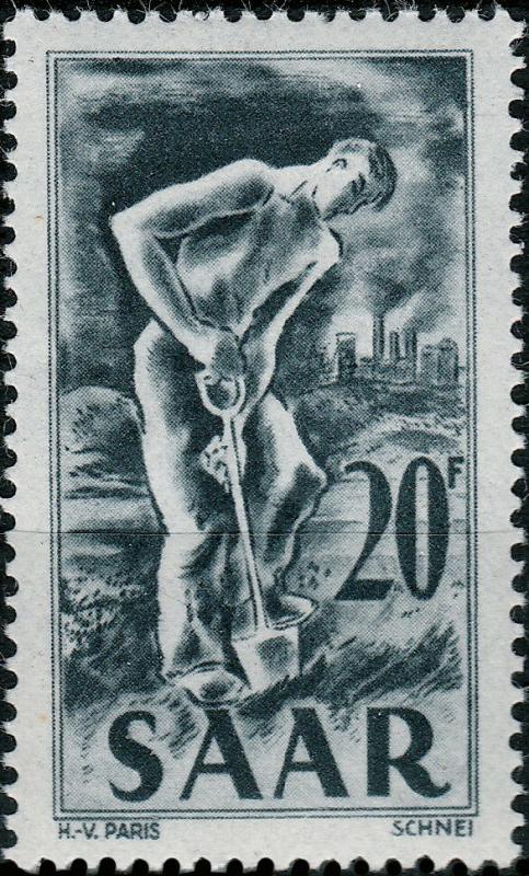 SAAR / SAARLAND - 1950 - Mi.283 20fr grey Agriculture - Mint Hinged