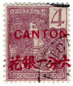 (I.B) France Colonial Postal : Indo-China 4c (Canton OP)