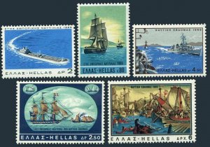 Greece 953-957,MNH.Michel 1010-1014.Sea issue,1969.Brig,steamship,Warship,Battle