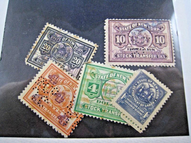 U.S. NEW YORK STATE TAX STAMPS - LOT OF 5