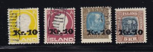 Iceland Scott # 140 - 143 F-VF used nice cancels scarce cv $ 1685 ! see pic !