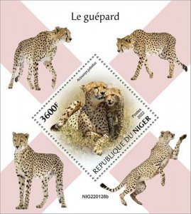 Niger - 2022 Cheetah on Stamps - Stamp Souvenir Sheet - NIG220128b
