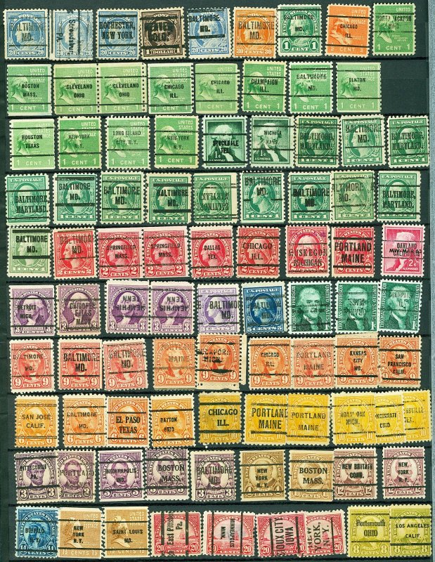 Scott 405-1278 about 90 .5c to $1.00 Precancel Issues All Used F-VF