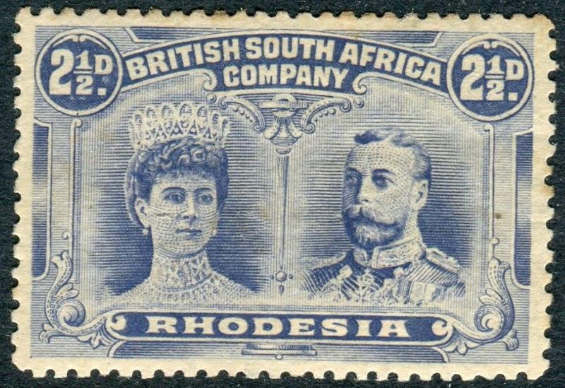 RHODESIA-1910-13 2½d Ultramarine Perf 13½ Sg 184 AVERAGE MOUNTED MINT V14349