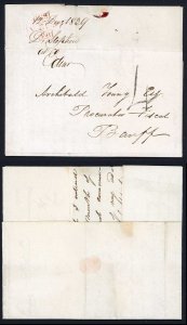 Handstruck 4 of Edinburgh on a 12 of December 1839 Entire to Banff