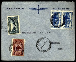 Lebanon Liban 1945 Airmail cover to Goteborg Sweden