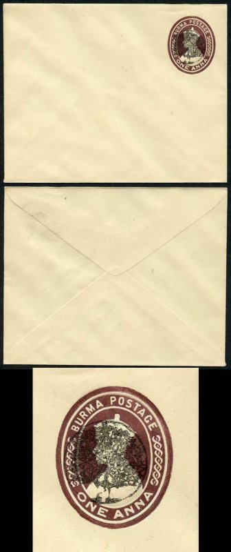 Los japoneses OCC de Birmania tarjeta 1a con solapa de Pavo Real sobreimpresión (pegado abajo) B 