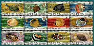 Penrhyn Island 1974 Fish, MNH  #50-61,SG56-SG67