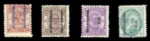 Tonga #21-24 Cat$85, 1894 Surcharges, set of four, disturbed gum