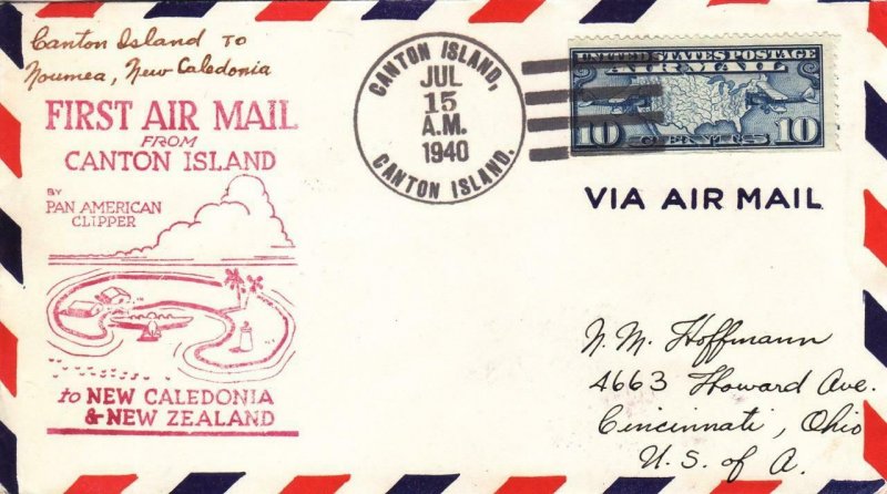 1940, 1st Flt.,F19-5a, Canton Island to Noumea, New Caledonia See Remark (32738)