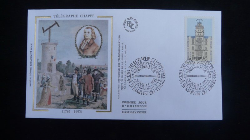 history of telecommunications Claude Chappe FDC France 1993 (ref 31374)