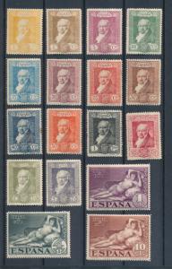 Spain 1930 Scott 386-402 (17) MH - Goya & La Maja Desnuda