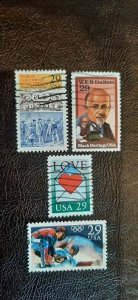 US Scott # 2616-2619; Four 29c used Commemoratives from 1992; VF centering