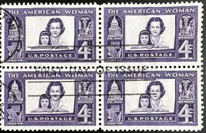 US #1152 Used VF Block of 4 (w/FD Cancel) - 4c American Woman 1960 [BB252]