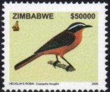 Zimbabwe - 2005 Birds $50000 Robin MNH** SG 1154
