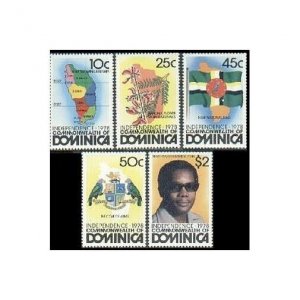 Dominica 602-606,607,MNH.Michel 609-613,Bl.52. Independence Day,Map,Arms-Parrot,