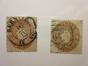 German States SAXONY Scott 19, 19a USED Lot11 Cat $21.50