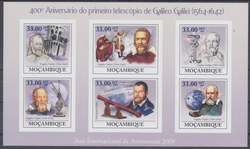 XG-AF200 MOZAMBIQUE IND - Space, 2009 Galileo, Astronomy, Imperf. MNH Sheet