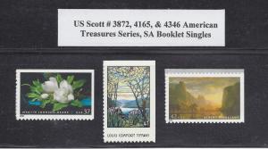 US Scott # 3872, 4165, & 4346 American Treasures Booklet Singles, Mint NH