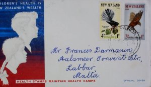 1965 New Zealand FDC Birds Stamps to Malta 20721-