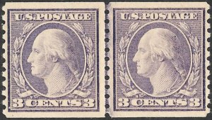 MH/NH Scott #494 Joint Line Pair 3c Type II Stamps w/PSE Cert, Est $200