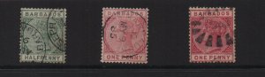 Barbados 1882 SG89, SG91 & SG92 all used.