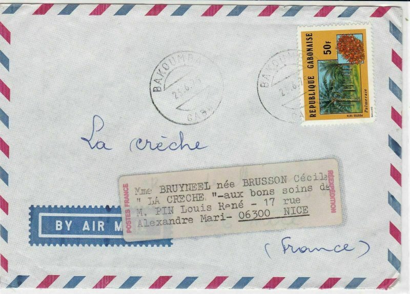 republique gabonaise 1975 trees airmail stamps cover ref 20173