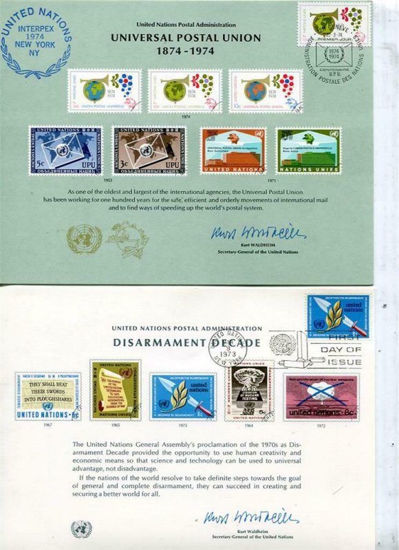 United Nations - Universal Postal Union 3 Souvenir Cards 5362