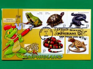 3814-3818 Reptiles & Amphibians on Fold-Out Bennett FDC