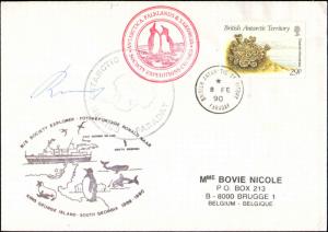 1990 BRITISH ANTARCTIC TERRITORY MULTI CACHETS: SHIP, FARADAY, FALKLAND + SIGNED