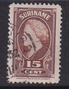 Surinam    #194  used   1945   Wilhelmina 15c