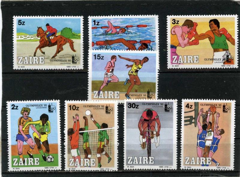 ZAIRE 1985 Sc#1182-1189 OLYMPHILEX'85 SET OF 8 STAMPS MNH 