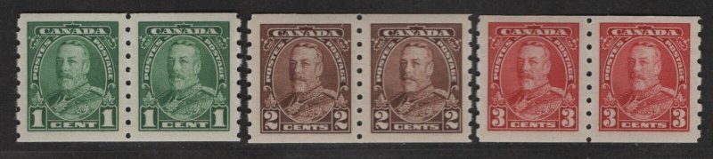 Canada Sc#228-230 M/NH/VF coil pairs full set