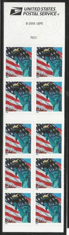 U.S. Scott #3978a Statue of Liberty - Mint NH Booklet Pane