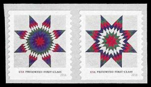 PCBstamps  US 5098/5099a Coil Pair 50c(2x25c)Star Quilts, MNH, (19)