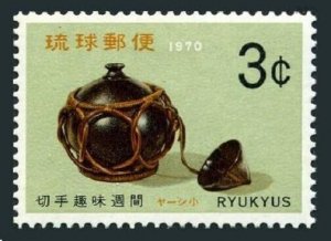 RyuKyu 194 block/4, MNH. Mi 223. Philatelic Week 1970: Sake Flask from coconut.