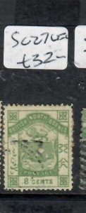 NORTH BORNEO ARMS  8C  POSTAGE  SG 27  VFU    P0507B  H